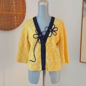 Fielel Flower | Midnight Daisy Lace Cardigan